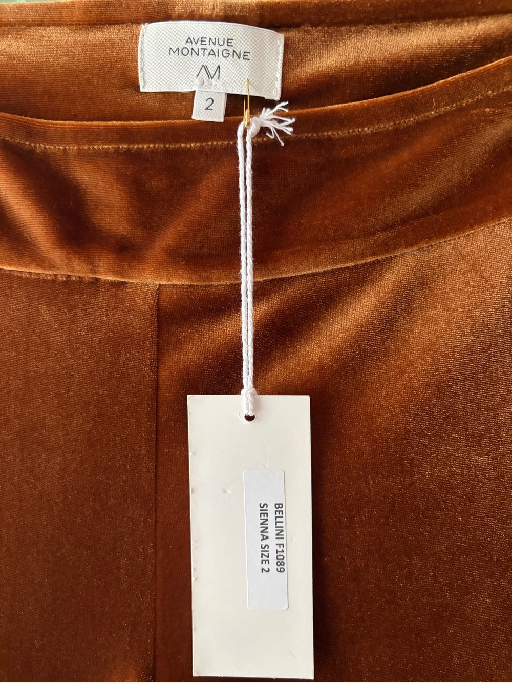 NWT Avenue Montaigne Velvet Bellini Pants Size 2 - Picture 3 of 9